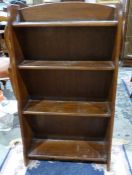 Oak open bookcase of four shelves, 91cm x 51cm x 18cm