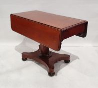 Mahogany pembroke-type table with drop ends and having matched breakfast table column base, 75cm x