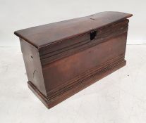 Early, possibly 16th century, six-plank chest with fluted decoration, on later plinth base, 47cm x