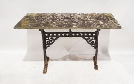 Rectangular stone-top metal-based garden table, 70