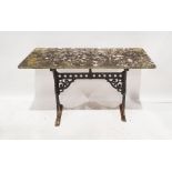 Rectangular stone-top metal-based garden table, 70