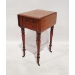 Victorian mahogany drop-leaf work table, the rectangular top with moulded edges, drop leaves, two