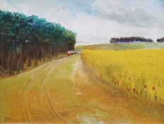 George S Wissinger (20th century) Oil on board Path by field , monogrammed lower right, 34cm x 44cm