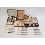 Cased set of plated flatware, etc (1 tray)