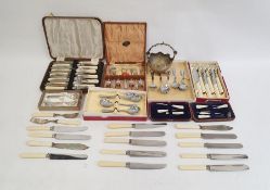 Cased set of plated flatware, etc (1 tray)