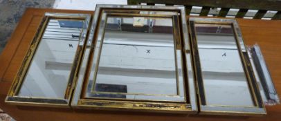 20th century three-part dressing table mirror in mirrored frame