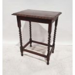 20th century oak side table, the rectangular top with moulded edge and barleytwist supports to