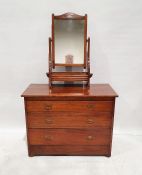 Early 20th century walnut chest of three long drawers, with associated mirrored superstructure,