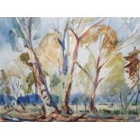 Rupert Richardson (Australian) (1929-2013) Watercolour Trees in the outback, signed lower right,