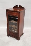 20th century music cabinet with serpentine-front glazed door, on ogee bracket feet, 95cm x 47cm x