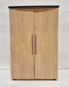 20th century maple-effect two-door cupboard, 119.5cm h x 76.5cm w x 39.5cm d