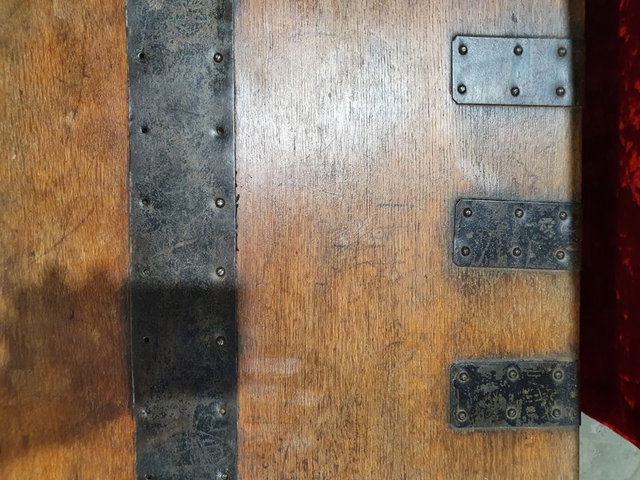 Oak and iron-bound chest marked to inside 'Mappin - Image 6 of 36