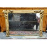 Rectangular over mantel mirror in acanthus moulded frame, 83cm x 121cm