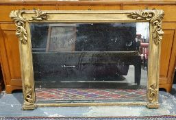 Rectangular over mantel mirror in acanthus moulded frame, 83cm x 121cm