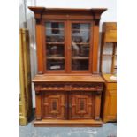 Victorian mahogany Irish-style cabinet with moulded cornice above two glazed doors enclosing