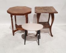 Octagonal two-tier occasional table, a stool and a further table (3)