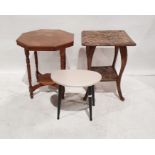 Octagonal two-tier occasional table, a stool and a further table (3)