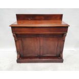 19th century mahogany sideboard/chiffionier, the galleried back above rectangular moulded edge