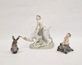 Royal Copenhagen model of Pan / faun riding a goat, by Christian Thomsen and marked to side of