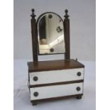 Vintage miniature dressing table mirrored jewellery box, the arched-top bevel plate mirror on