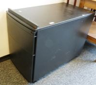 Black painted low office side cabinet with filing drawer