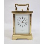 20th century brass and glass carriage clock, the dial marked 'Taylor & Bligh', with Roman numerals