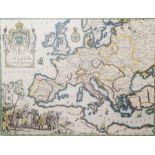 After Hyacinthe Langlois Coloured map Carte Politique et Itineraire de L'Europe et de L'Empire