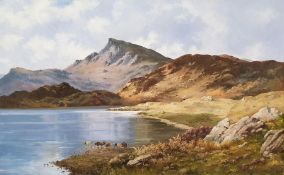 Cushing (20th century school) Oil on canvas Highland landscape with cattle watering, signed lower