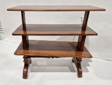 19th century oak metamorphic buffet, the rectangular top with rounded corners, lifting to reveal two
