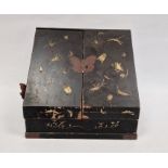 Japanese lacquer stationery desk tidy decorated with assorted insects and animals