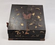 Japanese lacquer stationery desk tidy decorated with assorted insects and animals