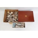 Electroplated and other flatware (1 box and 1 tray)