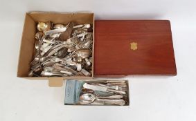 Electroplated and other flatware (1 box and 1 tray)