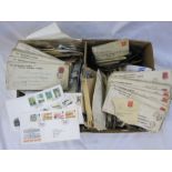 Box of many first day covers and stamps. Mostly GB interest including KE VII returned to sender