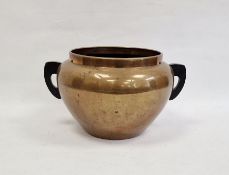 Dutch brass twin-handled jardiniere stamped 'N.V.Metawa Metad'or Tiel Holland' to base (24 cm H )