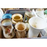 Prinknash brown glazed jug with five cups, a smaller jug, a vase, a set of six Prinknash cups and