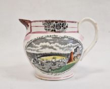 19th century Sunderland lustre jug decorated with 'West View of the Cast Iron Bridge ...'