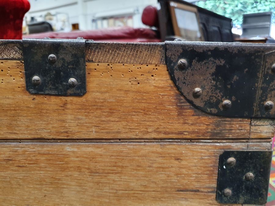 Oak and iron-bound chest marked to inside 'Mappin - Image 14 of 36