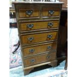 20th century mahogany chest of two short over four long drawers, on bracket feet, 83cm x 47cm x 38cm