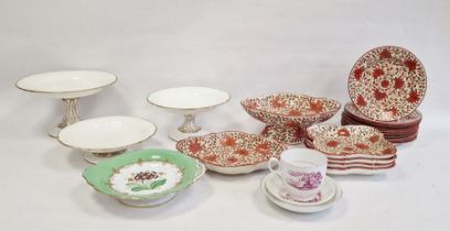 Quantity of late 18th/early 19th century J & E Baddeley earthenware dessert plates, serving dishes