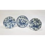 Blue and white Chinese plate with birds amongst foliage decoration, character mark to base and two