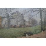 Paul Maitland (1863-1909) Oil on panel “The Green Park, Piccadilly” with woman and child on park