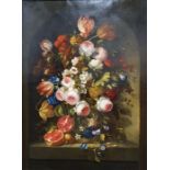 19th century Dutch school  Oil on canvas Still life study of flower arrangement including tulips,