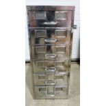 Modern chest of six filing drawers in polished metal casing, 99.5cm x 39.5cm x 64.5cm