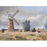 20th century school Oil on board Windmill, indistinctly signed lower right, 28cm x 38cm