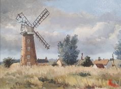 20th century school Oil on board Windmill, indistinctly signed lower right, 28cm x 38cm