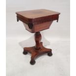 Victorian rosewood worktable, the rectangular top with rounded corners, opening to reveal part