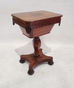 Victorian rosewood worktable, the rectangular top with rounded corners, opening to reveal part