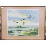 After Peter Scott,  Three signed colour prints, birds in landscapes (3)