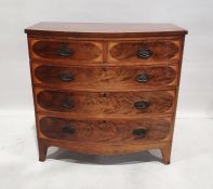 19th century bowfront chest of two short over three long drawers, mahogany and satinwood banded,